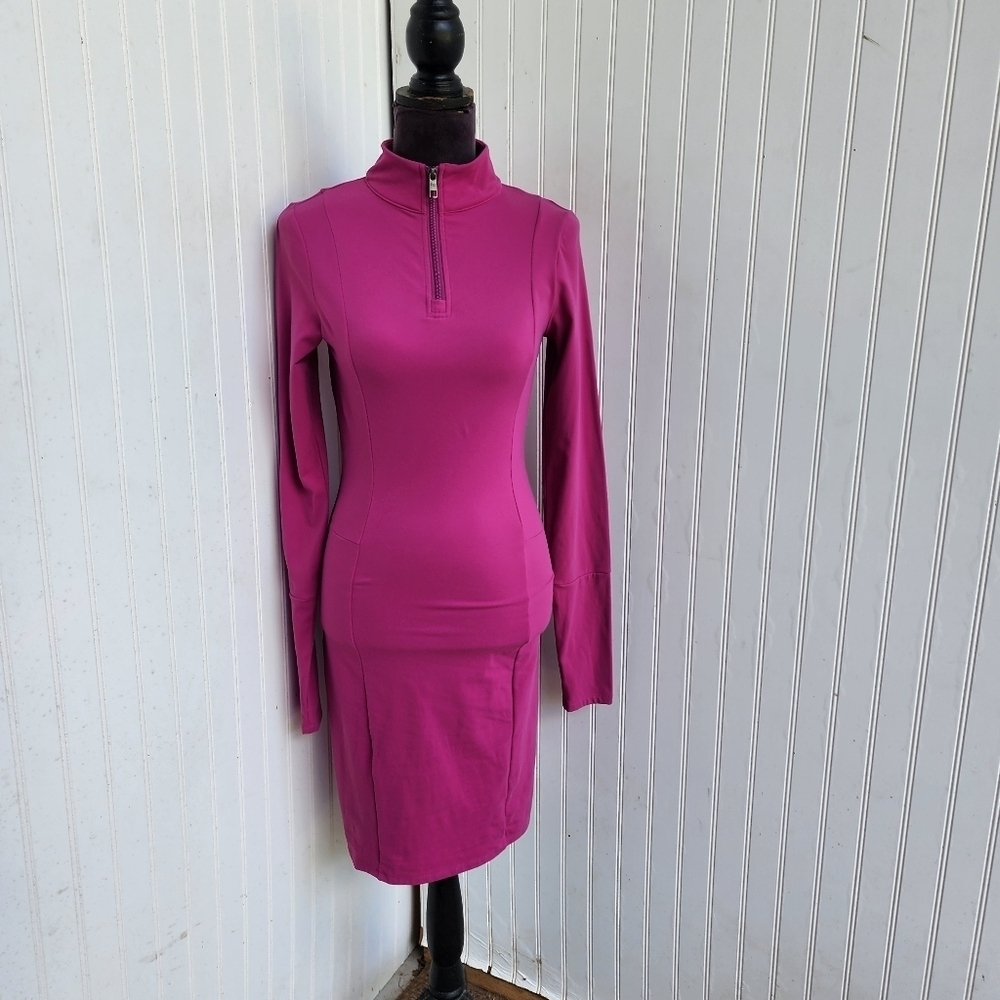 Vitality Balance Women's Berry Pink Long Sleeve Athletic Stretch Dress Fitted L